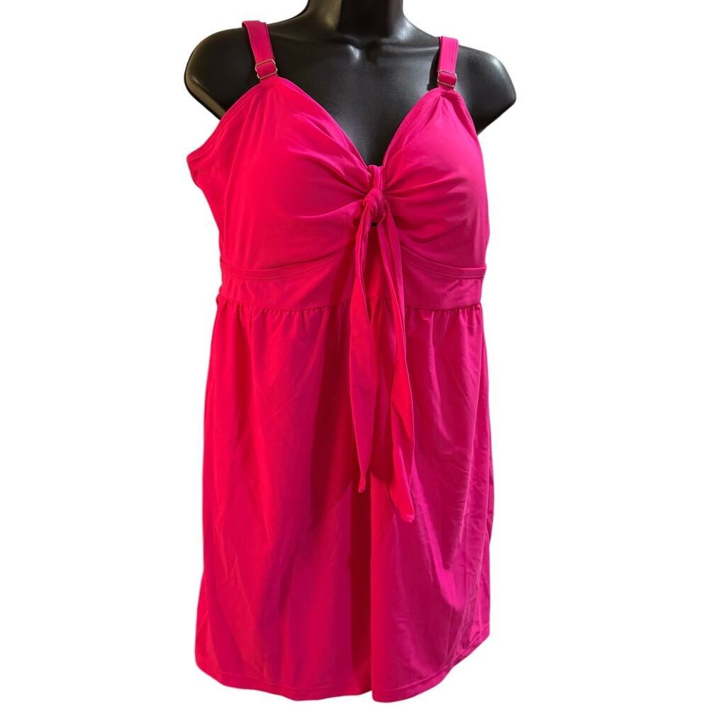 NEW Hanna Nikole Women's Plus Size One-Piece Swim Romper Hot Pink Size 20W